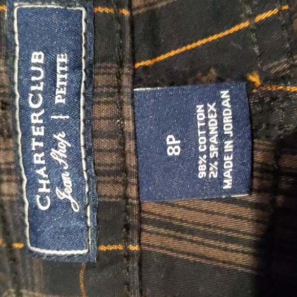 Charter Club, new tummy slimming straight leg black and brown pant, 8P, NWT - Picture 8 of 9